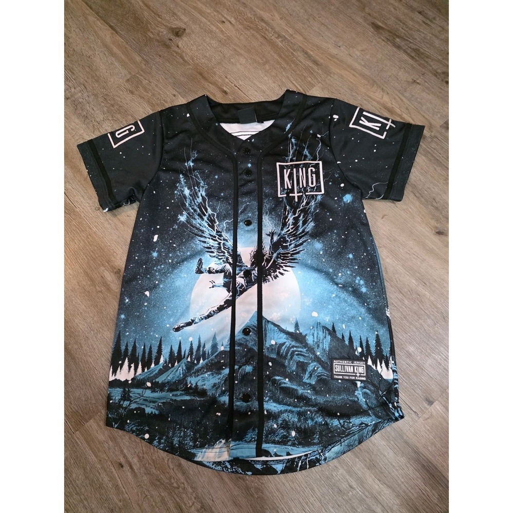 Sullivan King Dead of Winter Black Blue Baseball Jersey Adult Small EDM RAVE